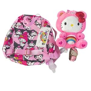 Cute Pink‎ Hello Kitty My Melody Backpack& Plush Toy & Rhinestone Watch Lot of 3